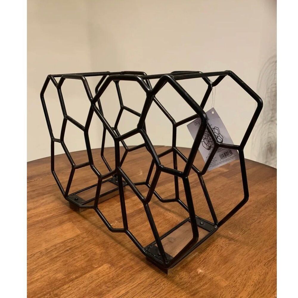 12 Bottle Geometric Metal Wine Storage Rack